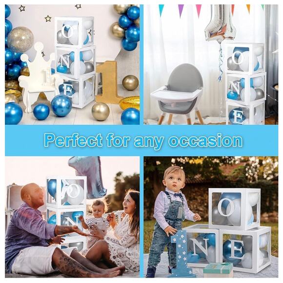 ONE First Birthday Balloon Boxes & Party Balloon Stand Column Tower - Picture 4 of 9